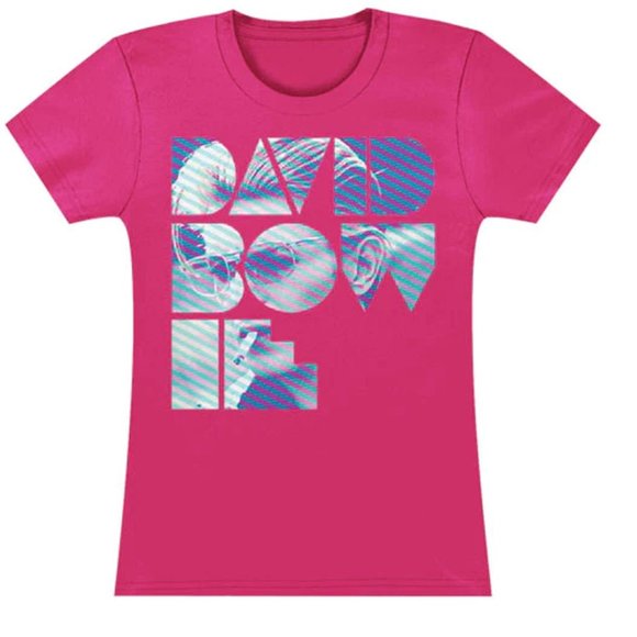 David Bowie Striped Photo Logo glam pop rock Official T-Shirt L NWT - Picture 2 of 3